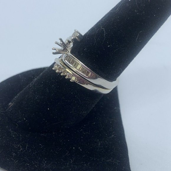 14k White Gold Diamond Bridal Set ****NO CENTER STONE*** Size 7 - Picture 2 of 10